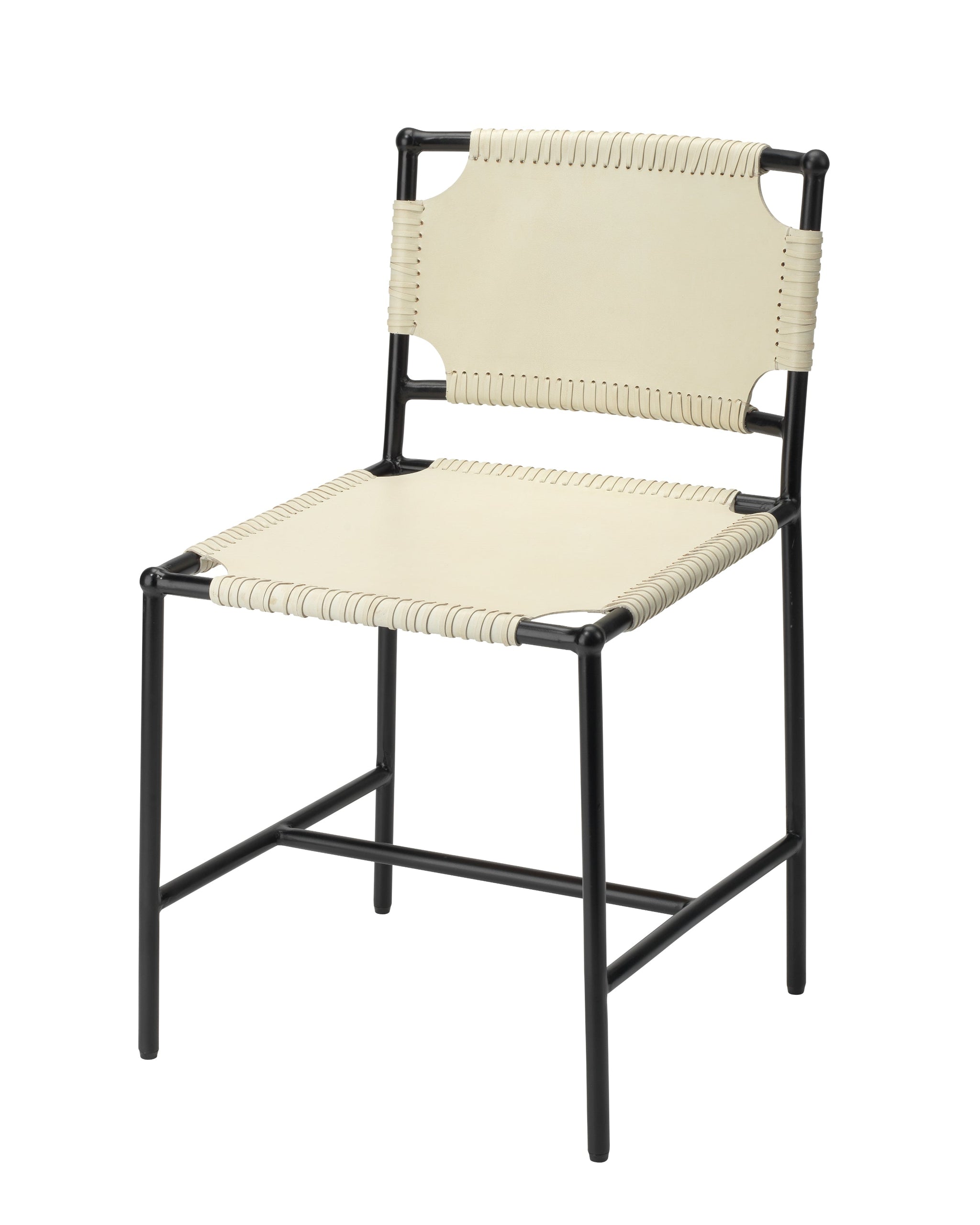 Asher Leather Dining Chair, White