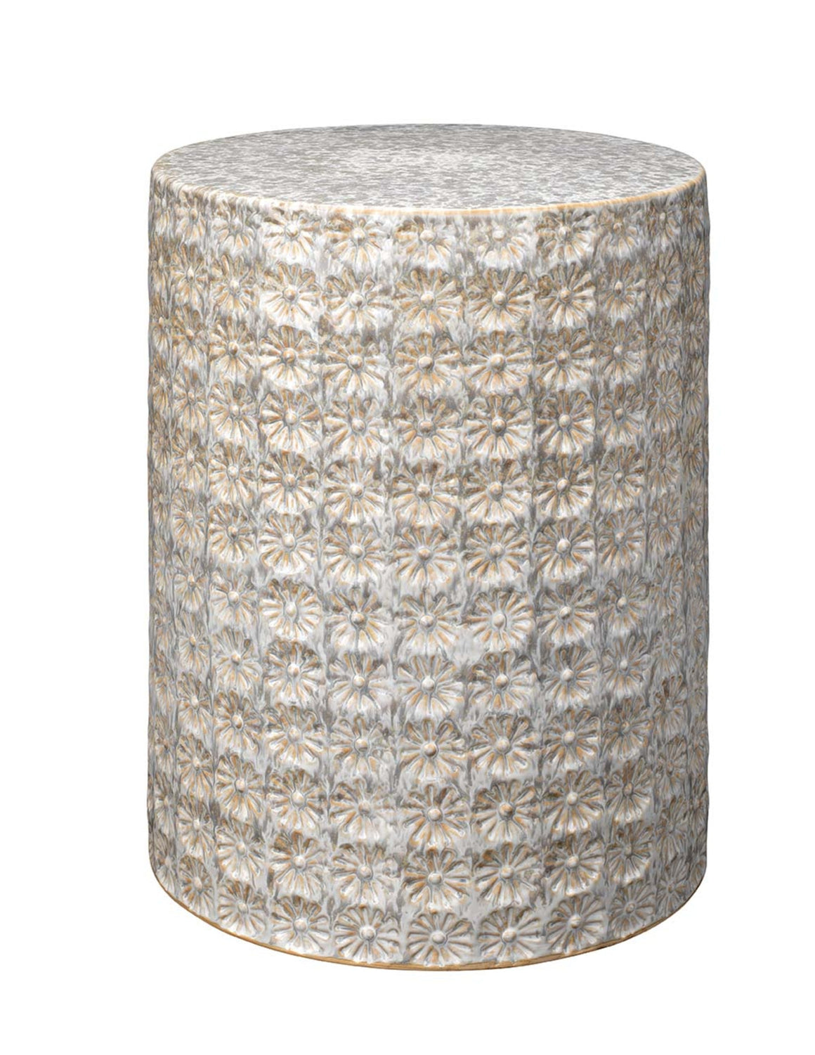 Wildflower Indoor/Outdoor Ceramic Side Table, Cream