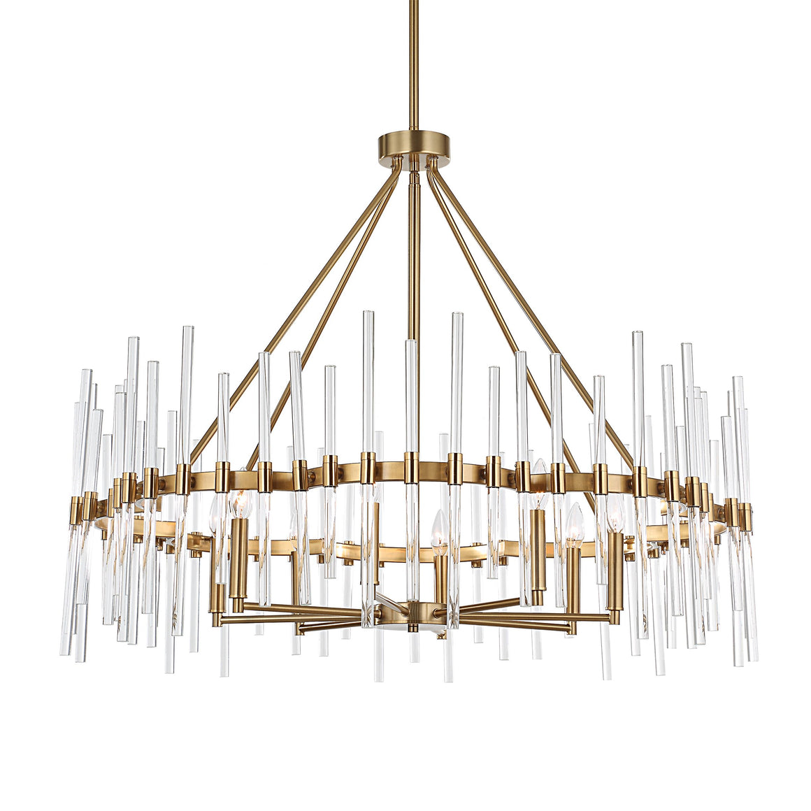 Uttermost Crystal Stick 8 Light Brass Chandelier