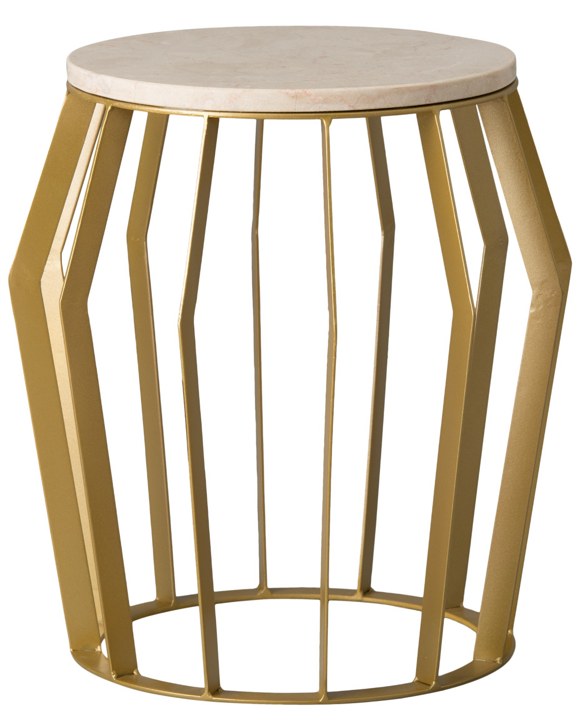 Large Gold Billie Metal Stool - White Granite Top