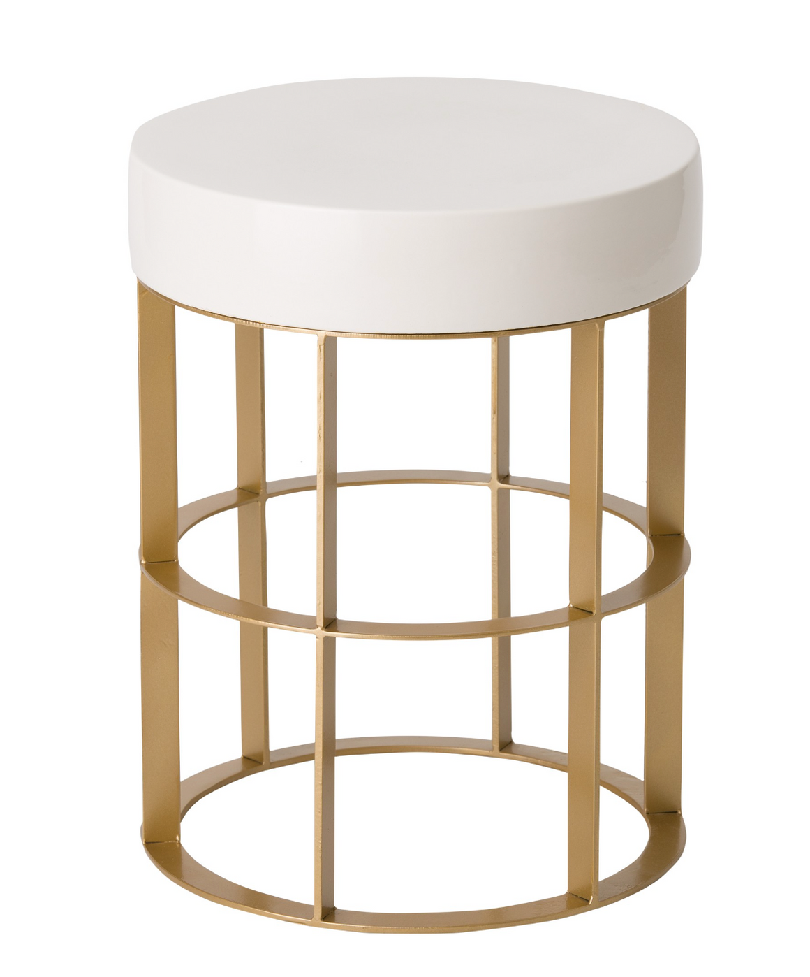 Small Gold Milo Metal Stool - White Ceramic Top