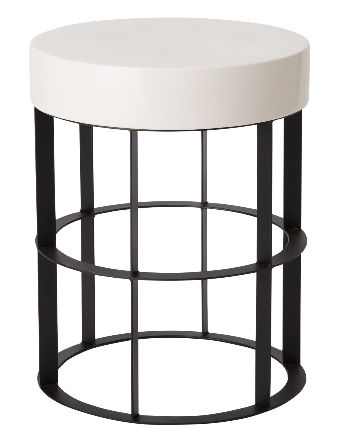 Large Black Milo Metal Stool - White Ceramic Top