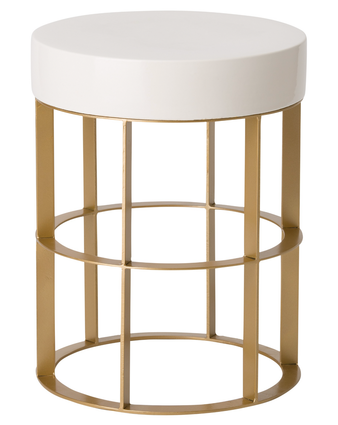 Large Gold Milo Metal Stool - White Ceramic Top
