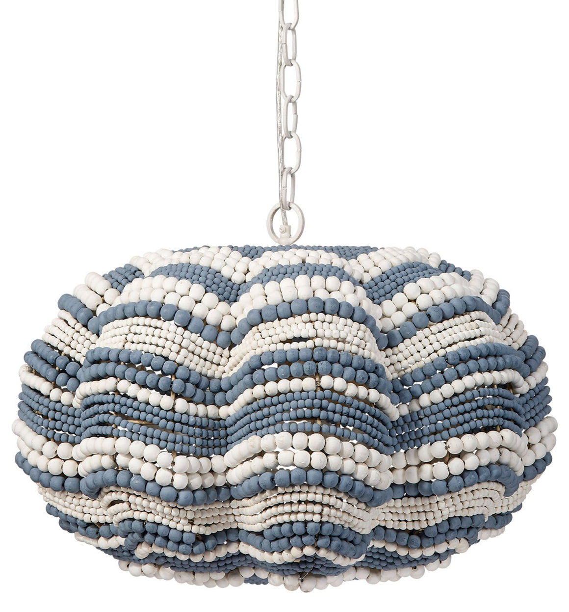 Clamshell Wood Beaded 4-Light Small Chandelier