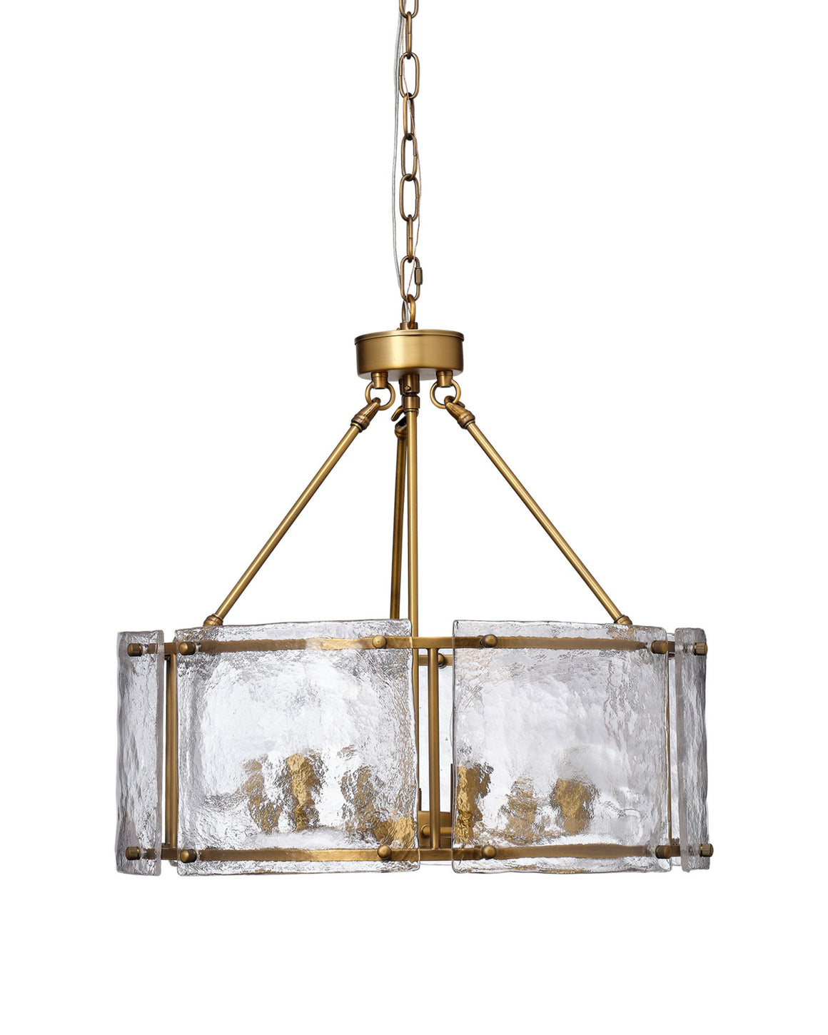 Glenn Large Round Metal 6-Light Chandelier, Antique Brass