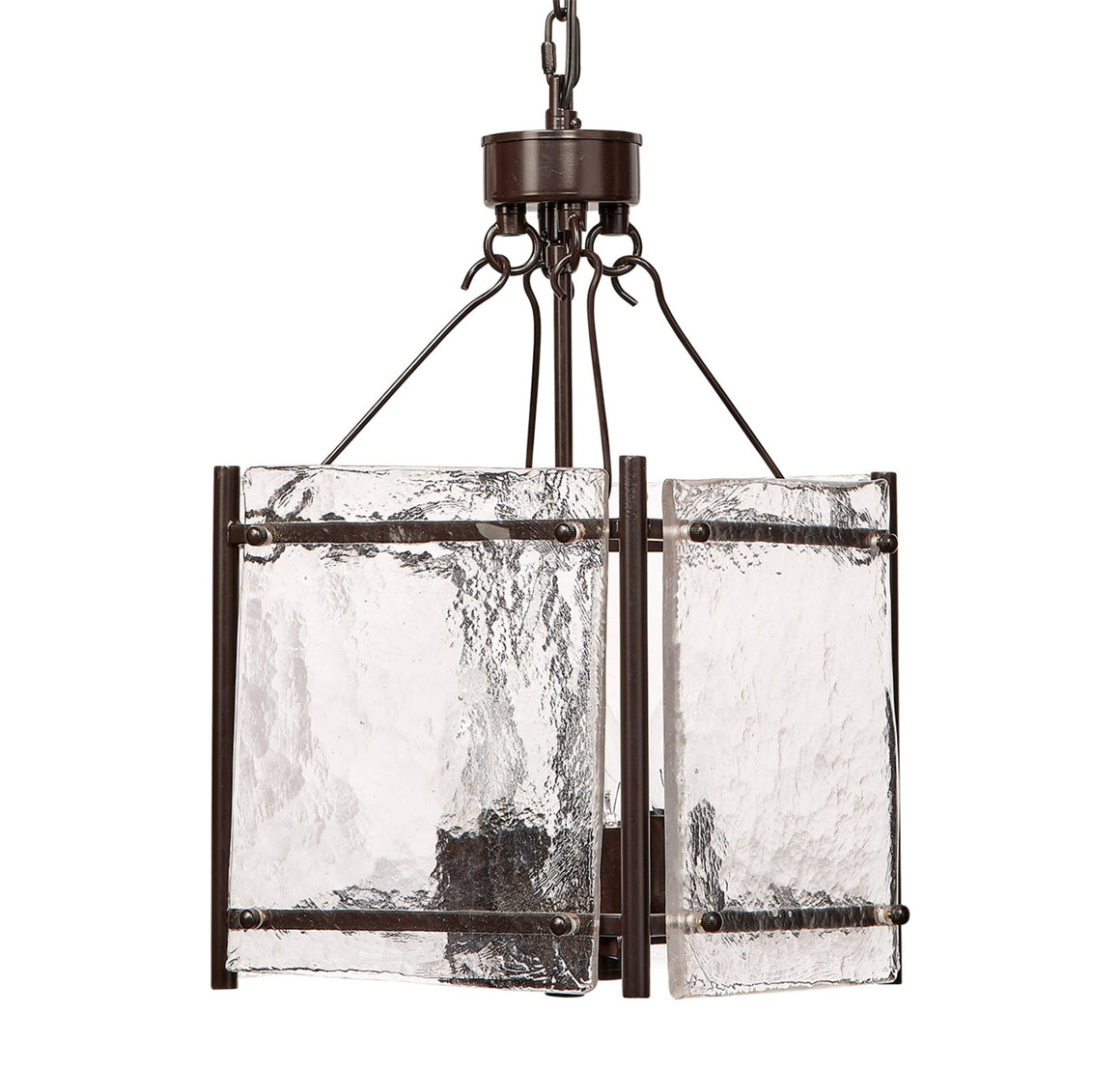 Glenn Small Square Metal 4-Light Chandelier, Bronze