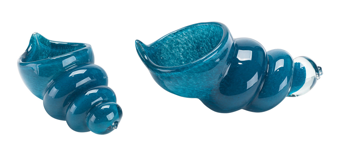 Ariel Blown Glass Decorative Shells, Blue