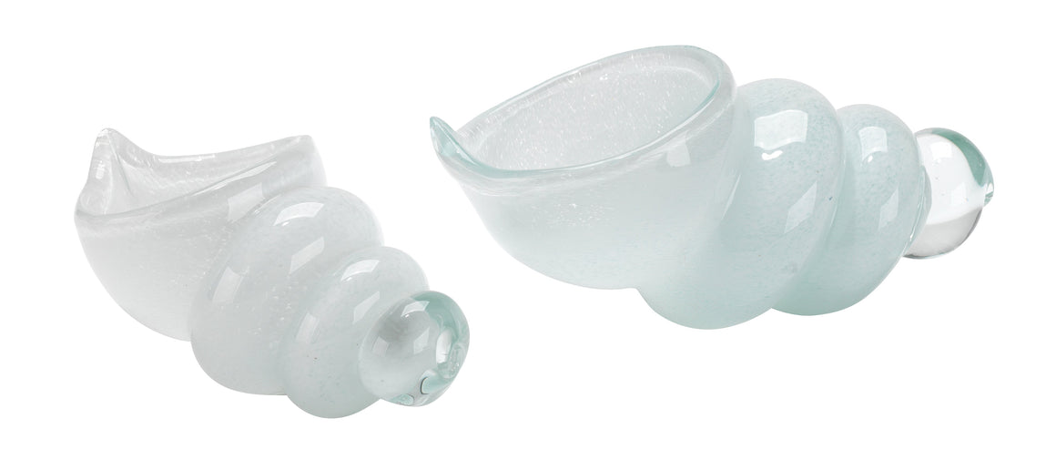 Ariel Blown Glass Decorative Shells, White