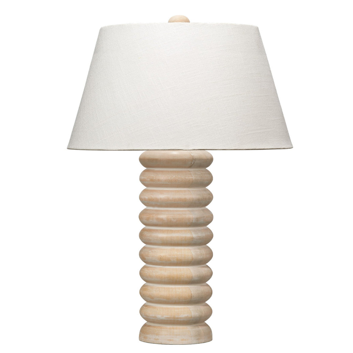 Abacus Mango Wood Table Lamp with Linen Shade