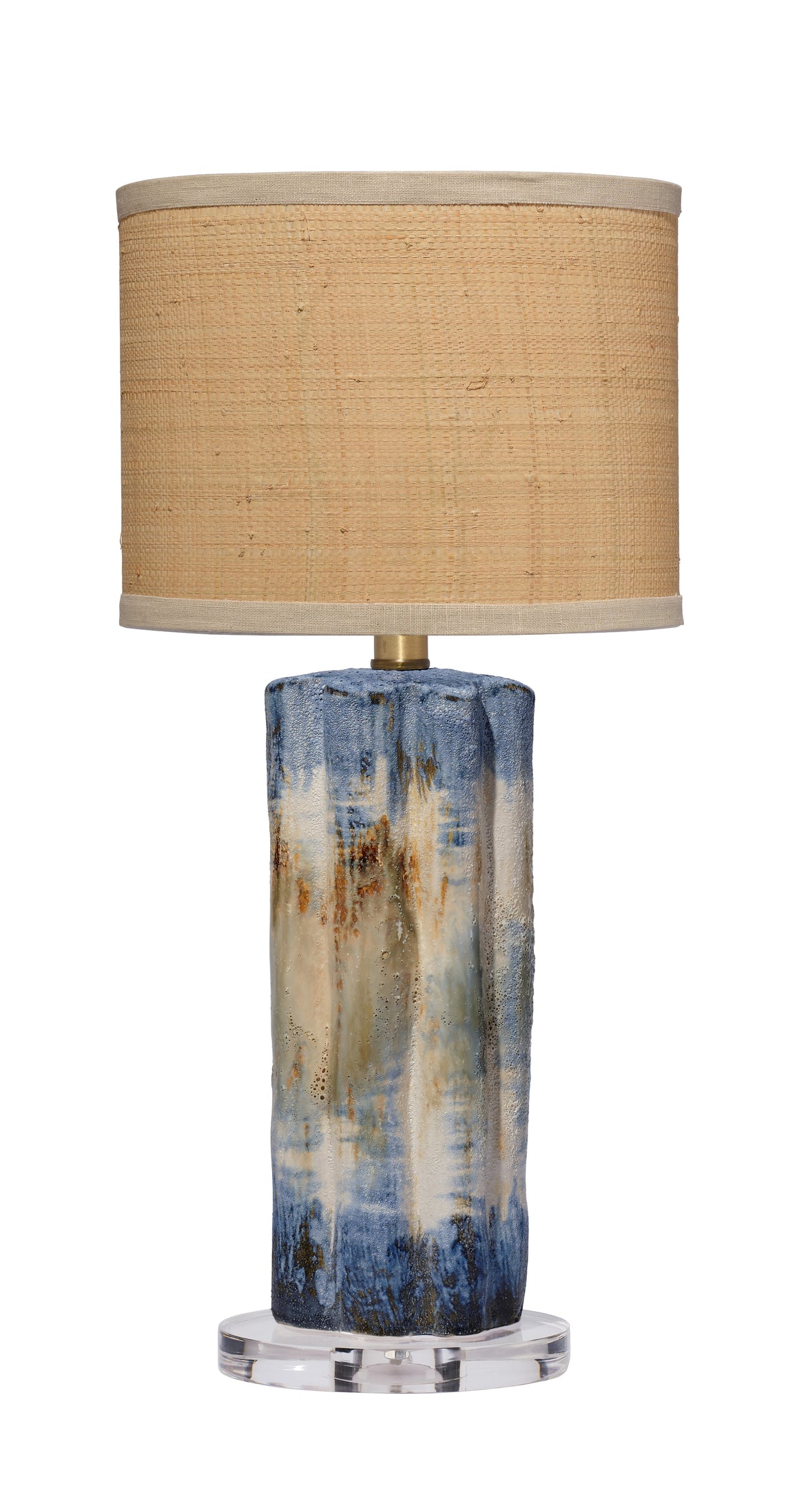 Abstract Ceramic Table Lamp with Raffia Shade