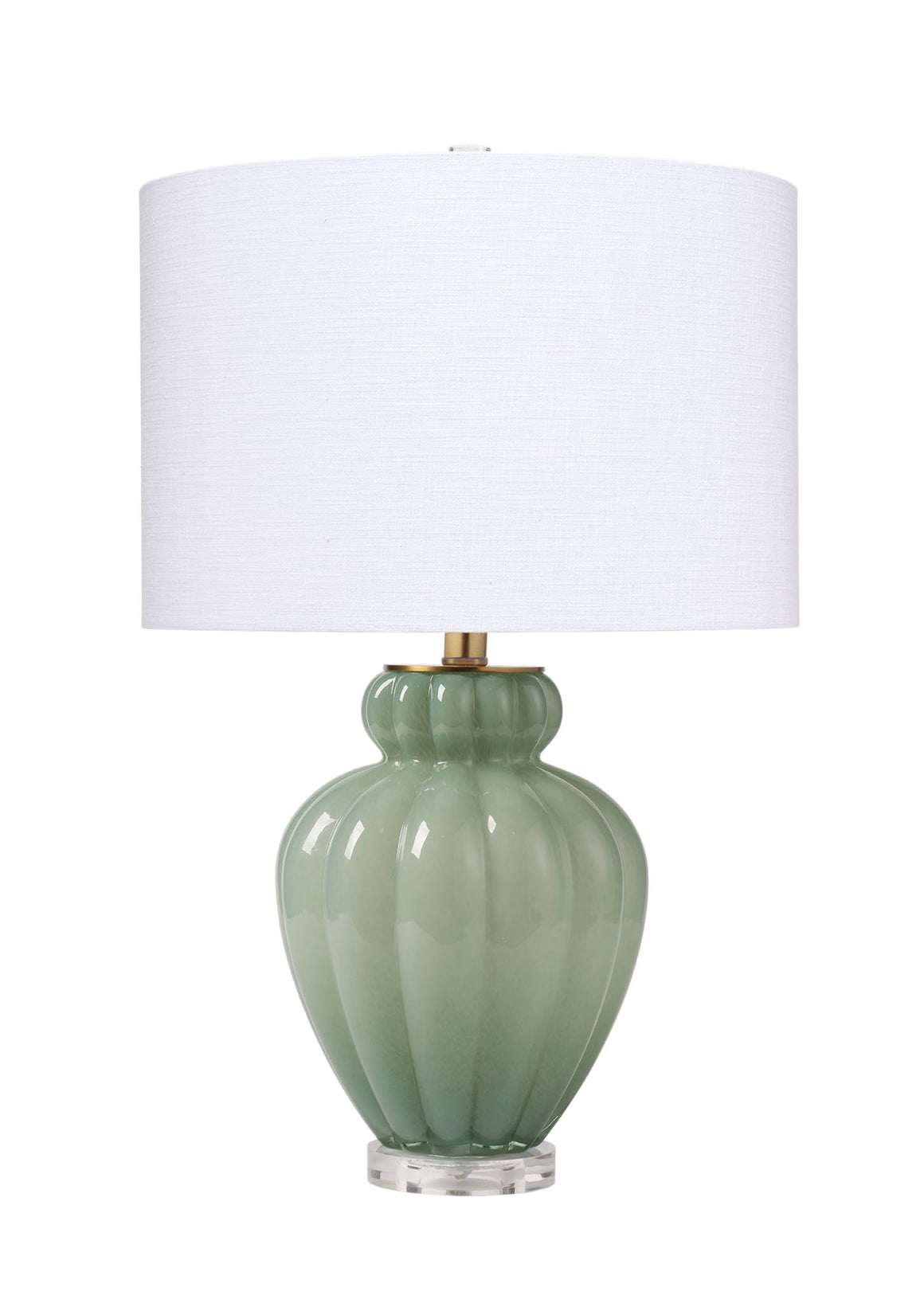 Agnes Blown Glass Table Lamp with Linen Shade, Celadon