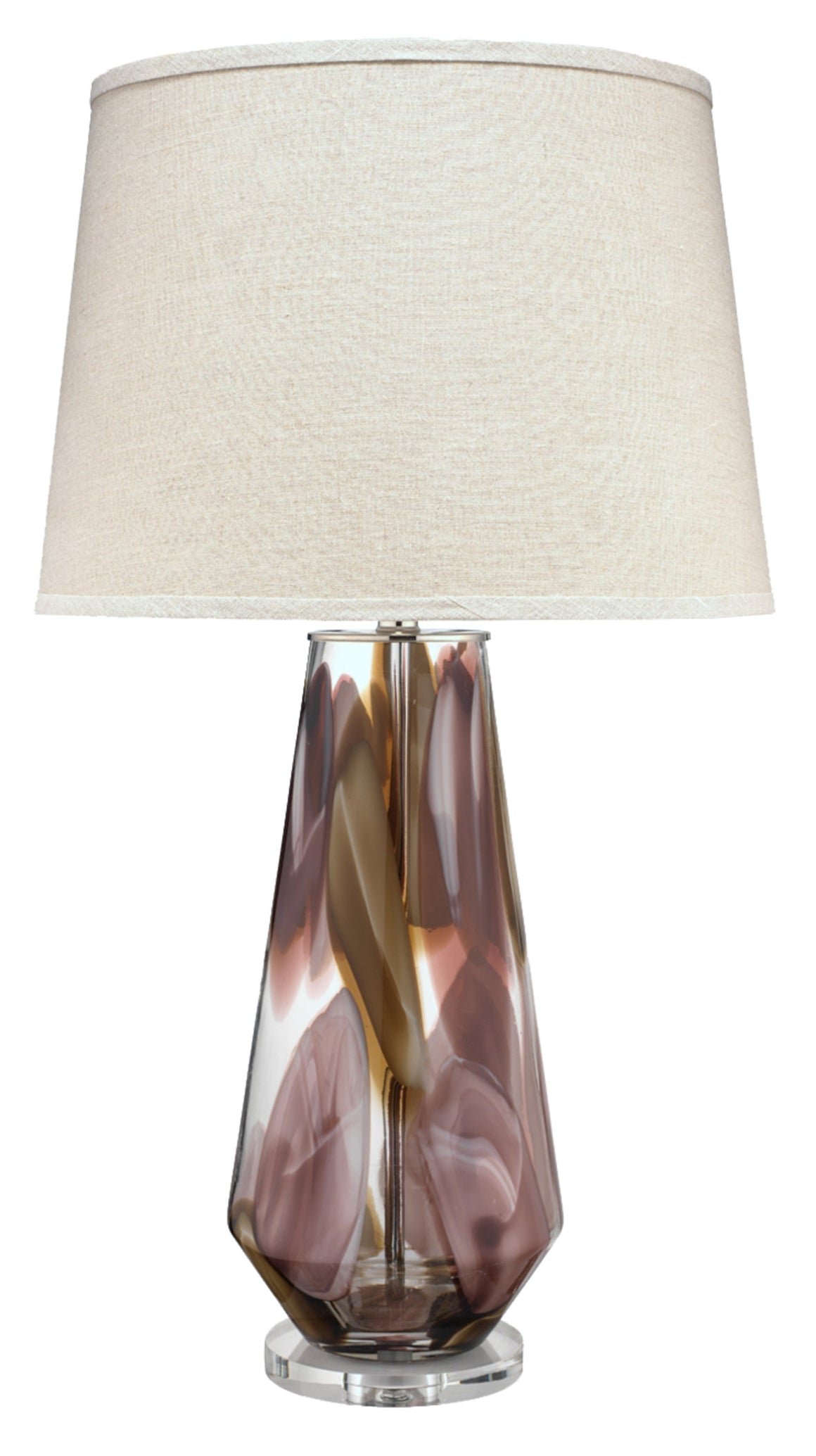 Watercolor Glass Table Lamp with Linen Shade