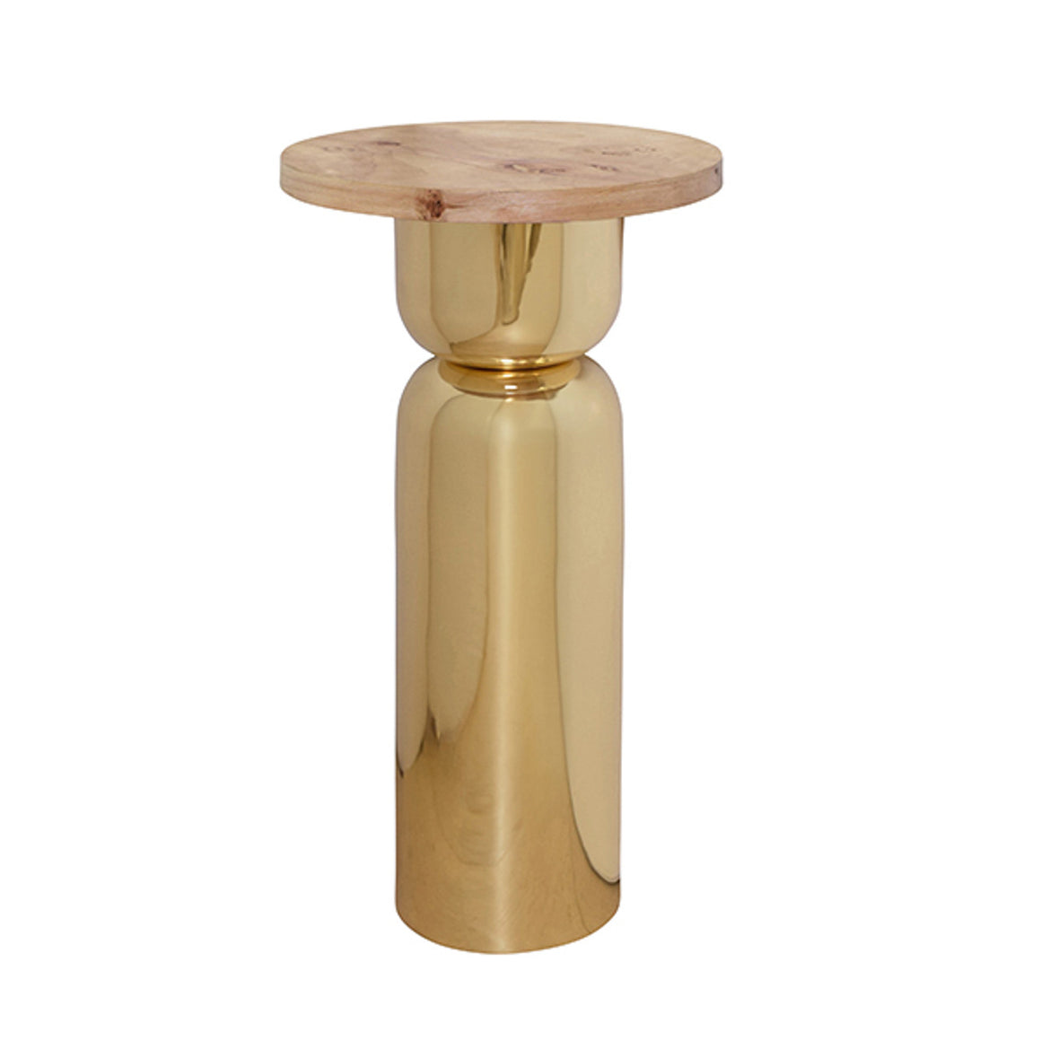 Alina Side Table with Round Burl Wood Top