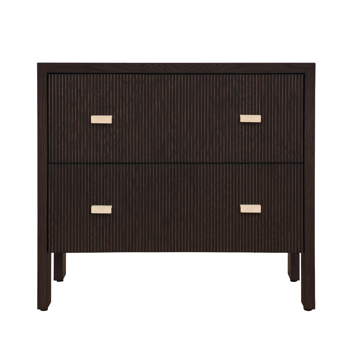 Andre Two Drawer Side Table with Fluted Detail in Black