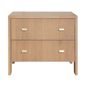 Two Drawer Side Table with Fluted Detail in Natural Oak