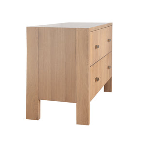 Andre Two Drawer Side Table with Fluted Detail in Natural Oak