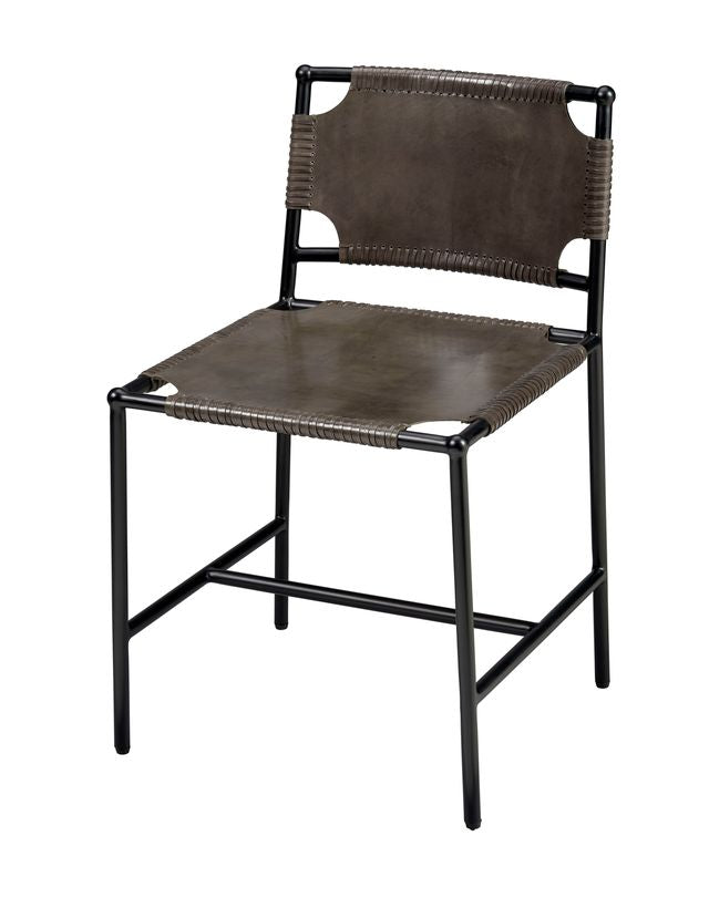 Asher Leather Dining Chair, Grey
