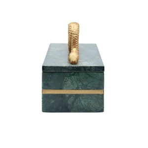 Boa Green Marble Box with Brass Snake Handle