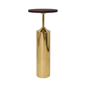 Bolton Brass Cigar Table with Round Leather Top