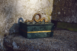 Boa Green Marble Box with Brass Snake Handle