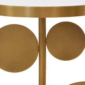 Cassius Round Brass Side Table with Antique Brass Discs