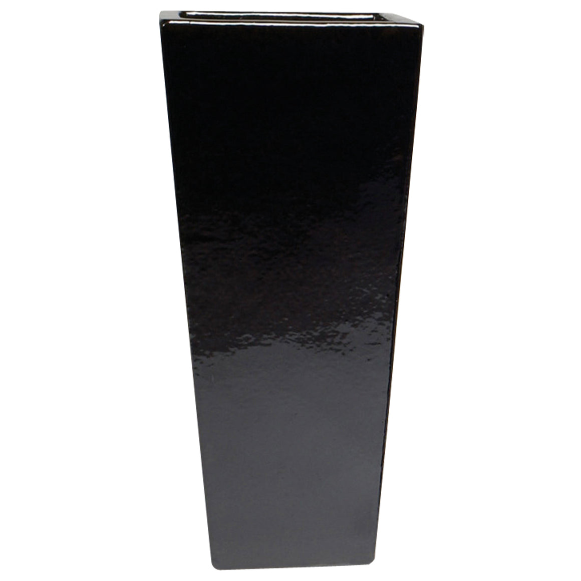 Tall Square Pot with Glossy Black Glaze