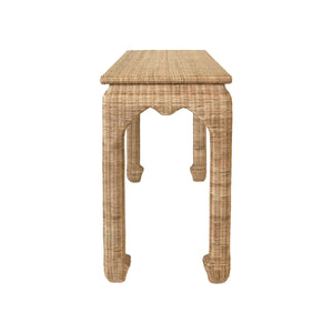 Fabian Ming Style Console Table in Woven Rattan