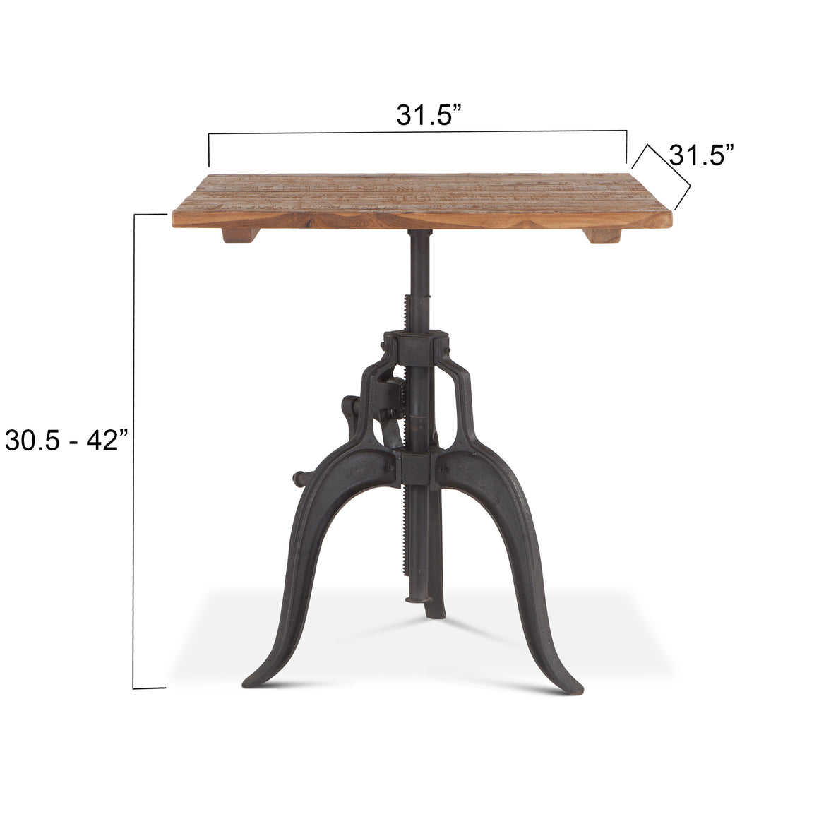 Artezia 30" Height Adjustable Crank Dining Table in Reclaimed Teak
