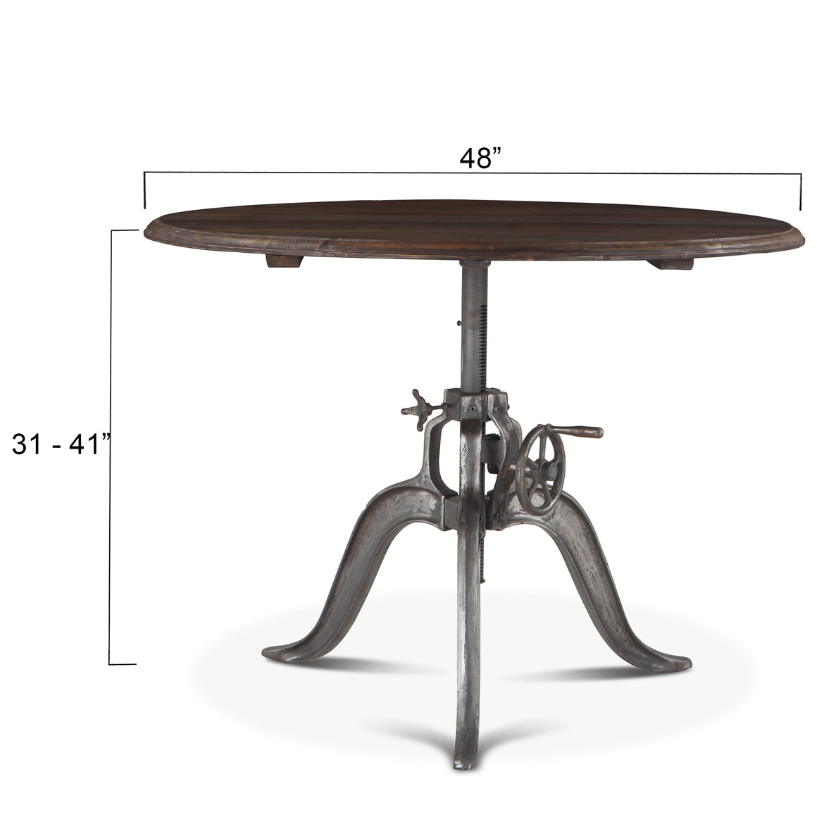 Artezia 48" Height Adjustable Round Dining Table in Weathered Teak