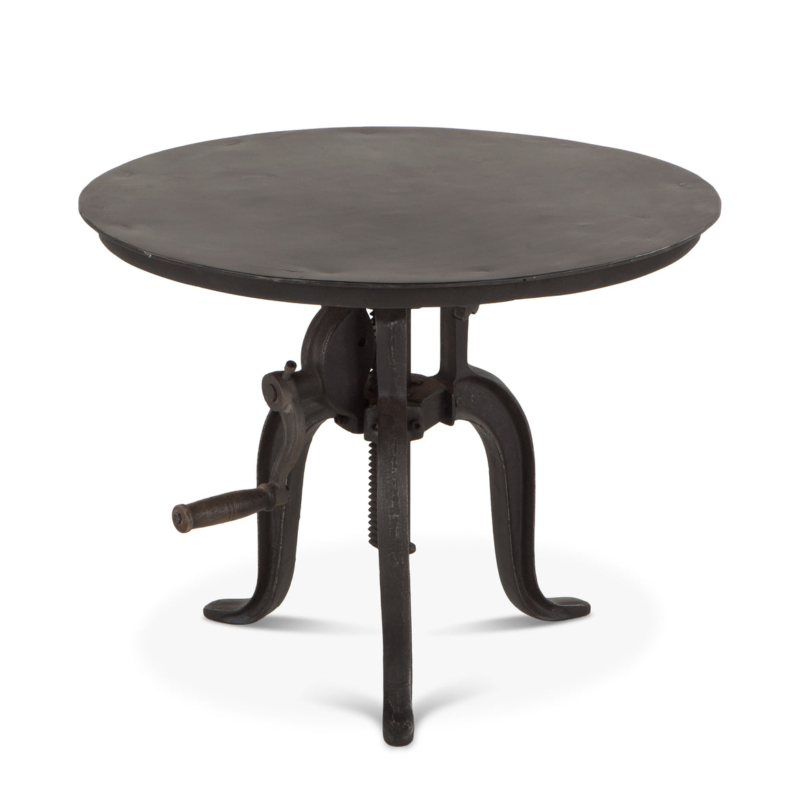 Artezia 24" Height Adjustable Crank Side Table in Matte Black Cast Iron