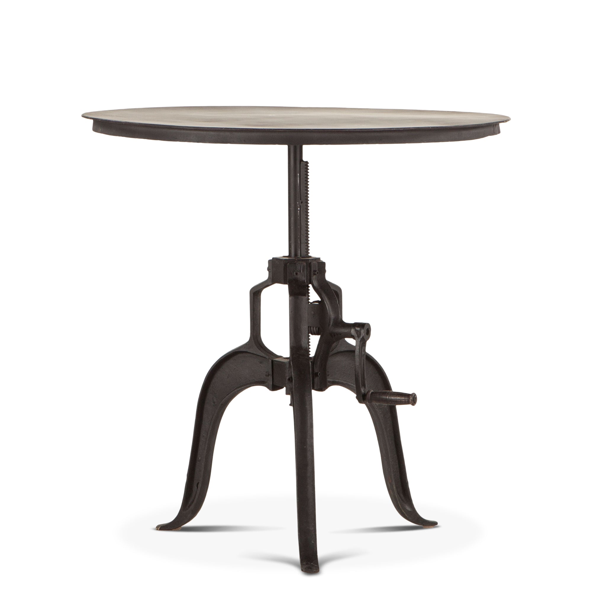 Artezia 36" Height Adjustable Crank Side Table in Matte Black Cast Iron