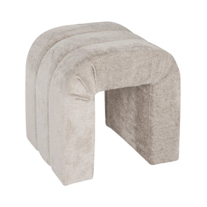 Lanksy Horizontal Channeled Stool in Taupe Textured Chenille