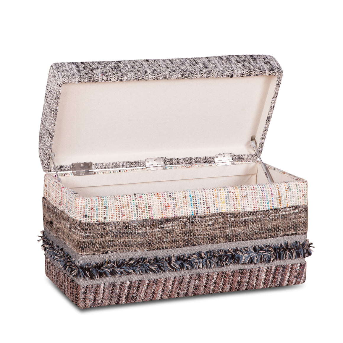 Algiers Storage Ottoman in Moroccan Fluffy Black Fabric