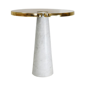 Fontaine Oval Side Table with White Marble Pedestal Base