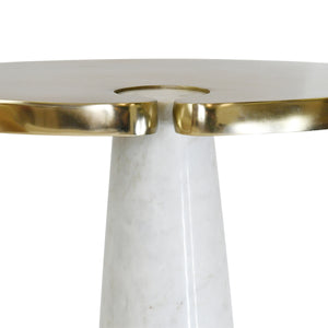 Fontaine Oval Side Table with White Marble Pedestal Base