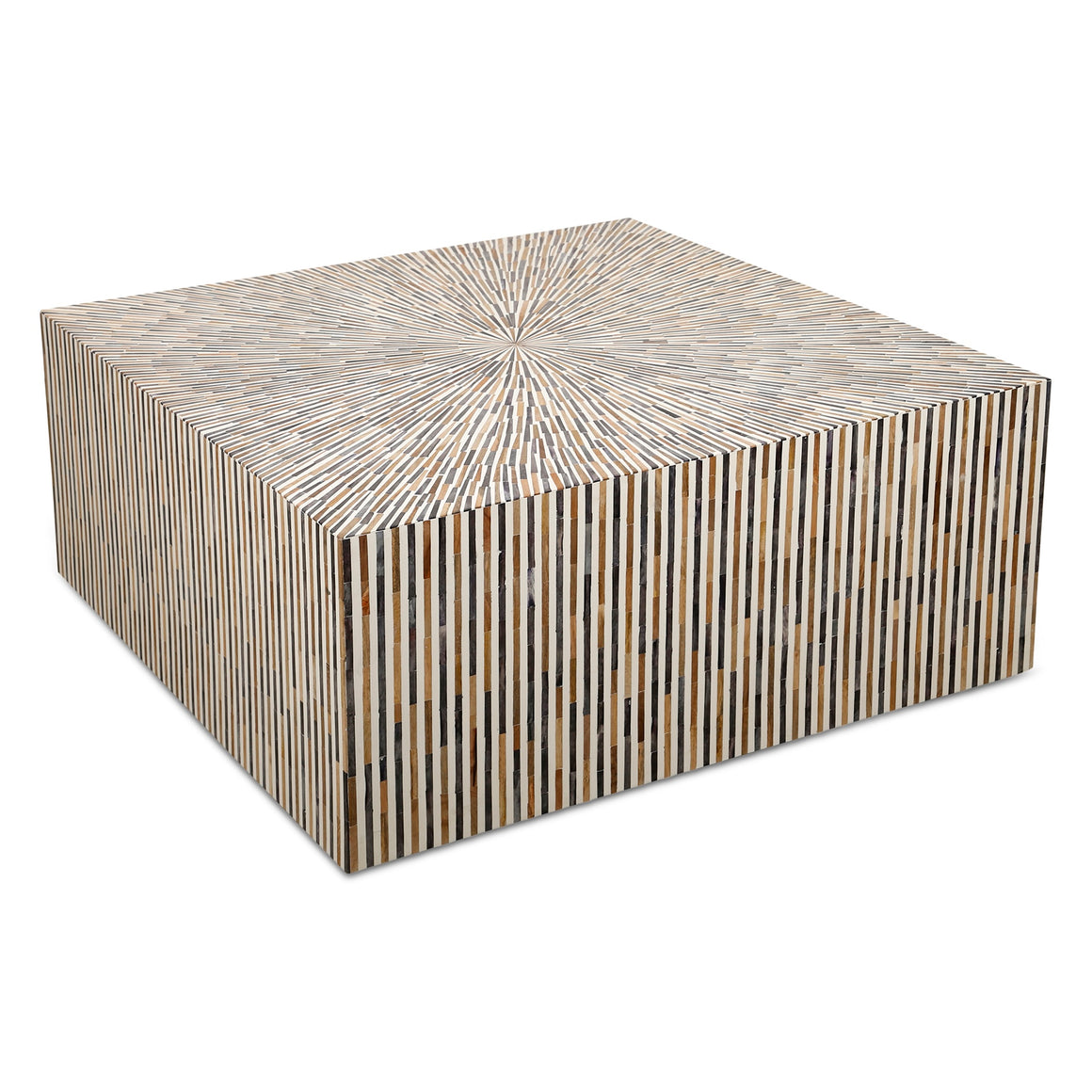 Alexandria 40" Square Coffee Table with Bone, Wood and Horn Inlay