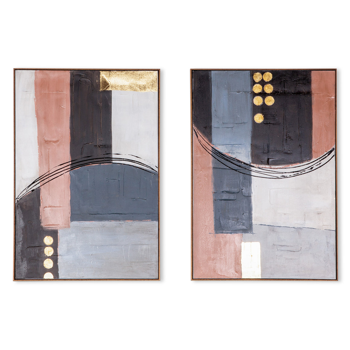 Abstract Horizons Hand Painted Framed Diptych