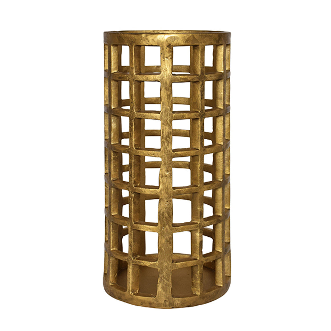 Gage Small Pillar Candle Holder in Brass Finish