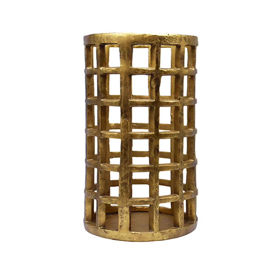 Gage Small Pillar Candle Holder in Brass Finish