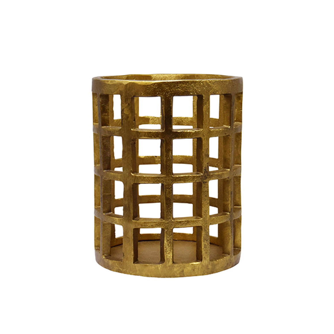Gage Small Pillar Candle Holder in Brass Finish