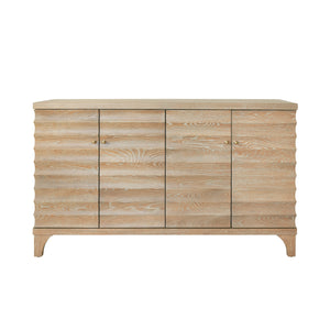Gates Four Door Buffet with Horizontal Fluted Detail in Matte White Oak