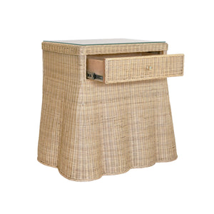 Giselle Rattan Side Table with with Glass Top