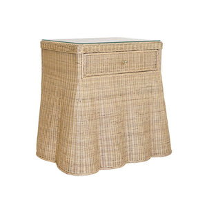 Giselle Rattan Side Table with with Glass Top