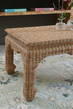 Guinevere Ming Style Coffee Table in Woven Rattan
