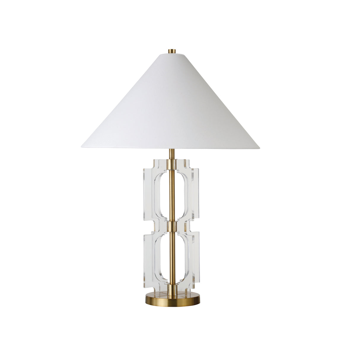 Double Stacked Acrylic Square Table Lamp with Antique Brass Parts