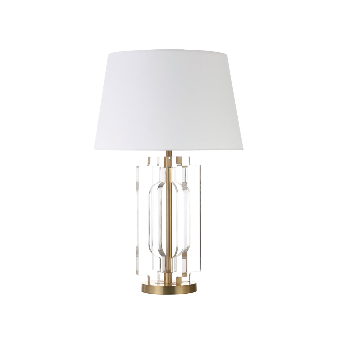 Stacked Acrylic Square Table Lamp with Antique Brass Parts
