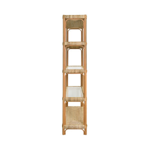 Rattan Etagere with Seagrass Wrapped and Clear Glass Shelves