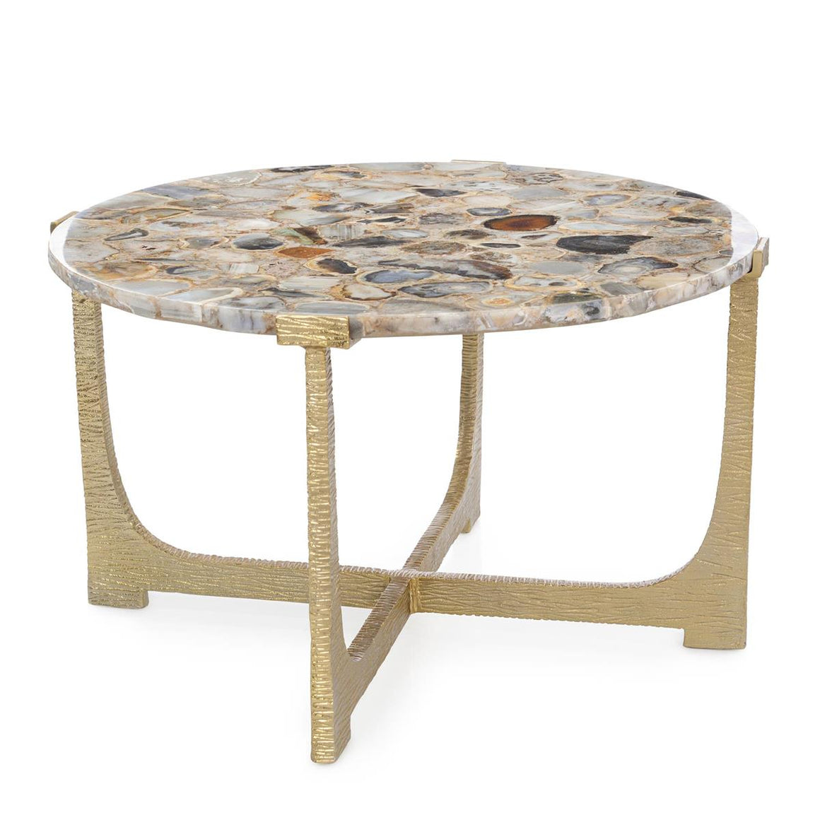 Unity Round Agate Cocktail Table, Champagne Gold