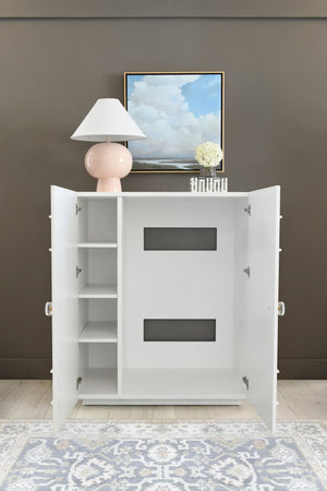 Worlds Away Judd White Lacquer Cabinet