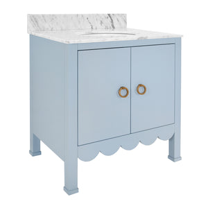 Kealy Scallop Detail in Matte Light Blue with Marble Top